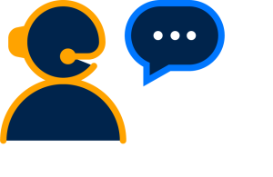 Customer support specialist and chat bubble