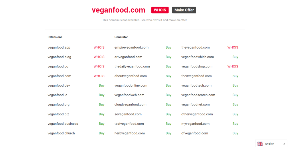 Nameboy Search Results for "vegan food."