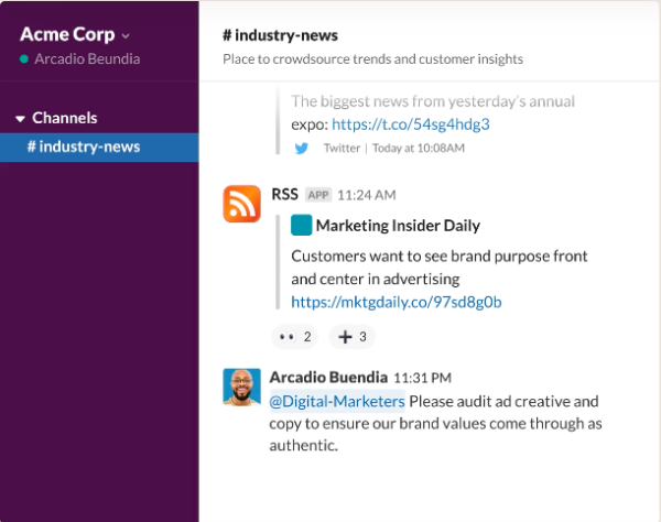 slack channels for business communication