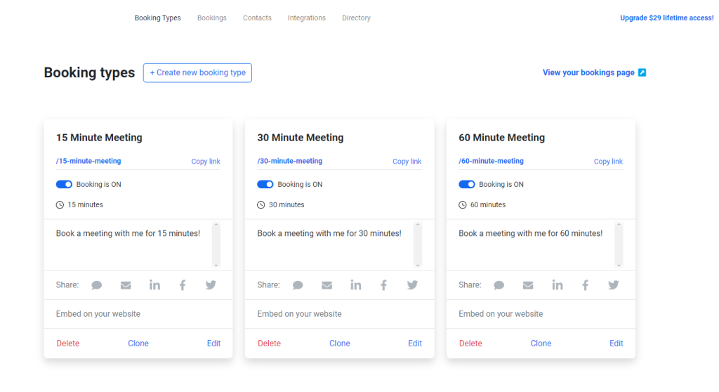 tidycal sample meetings