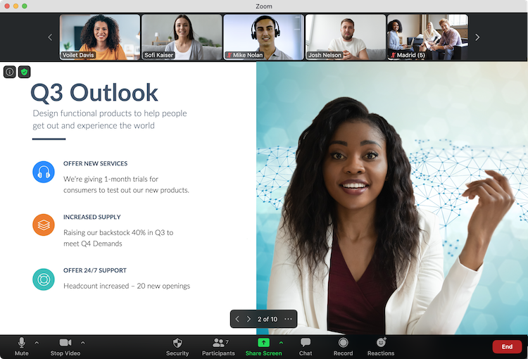 zoom video conferencing app presentation