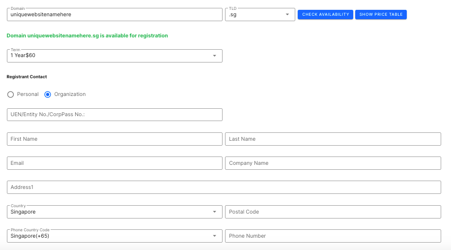 sg domain registration organization