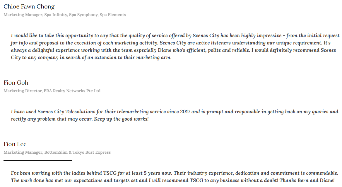 scenes city telesolutions testimonials