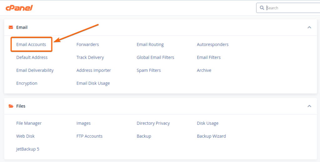 cpanel email account password reset