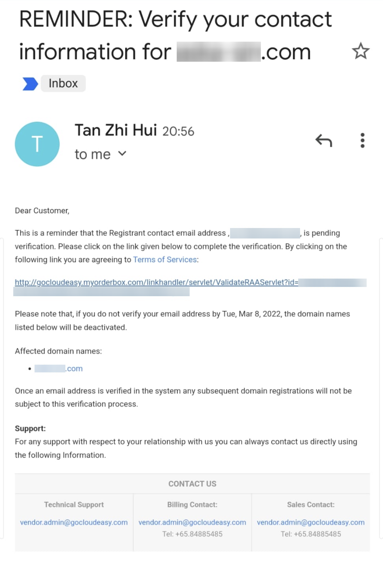 verify your email to finish registration for domain shopify
