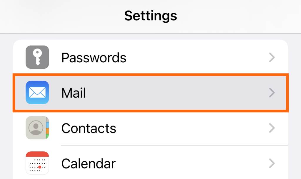 iphone mail app account settings