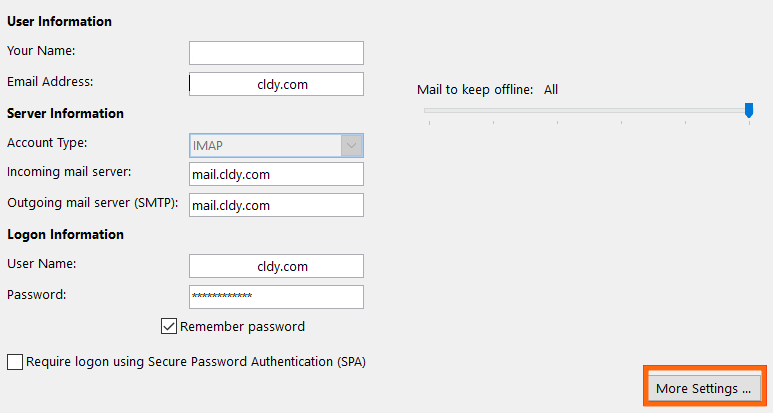 outlook email more settings