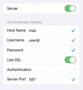 smtp for email imap settings authenticated and verified