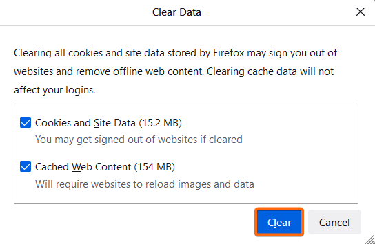 clear firefox cache and cookies all