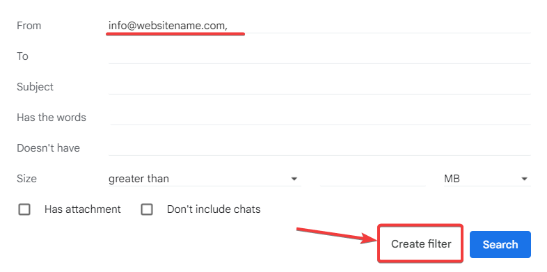 gmail whitelist email add from field create filter