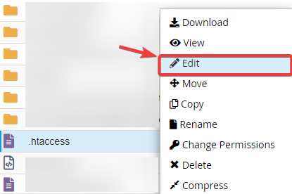 htaccess file right click edit