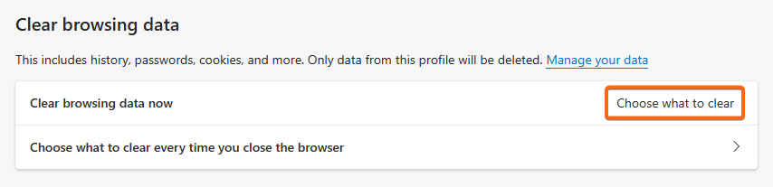 microsoft edge settings clear browsing data choose