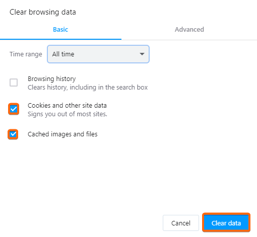 opera browser clear browsing data cookies and cache