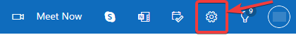 outlook mailbox gear icon