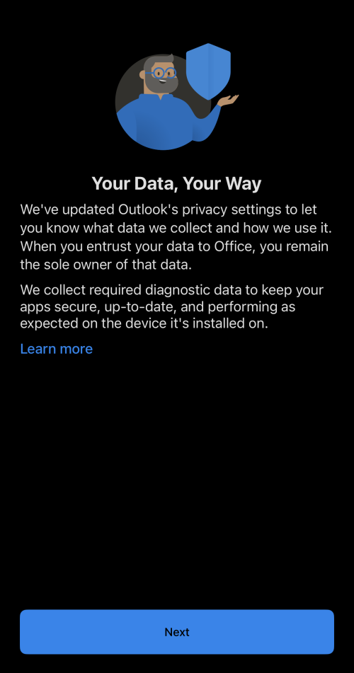 setup imap for outlook iphone data privacy window