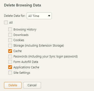 vivaldi delete browsing data click cache applications cache