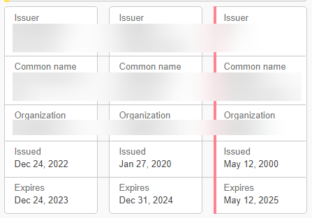 information on ssl certificate issuer and name